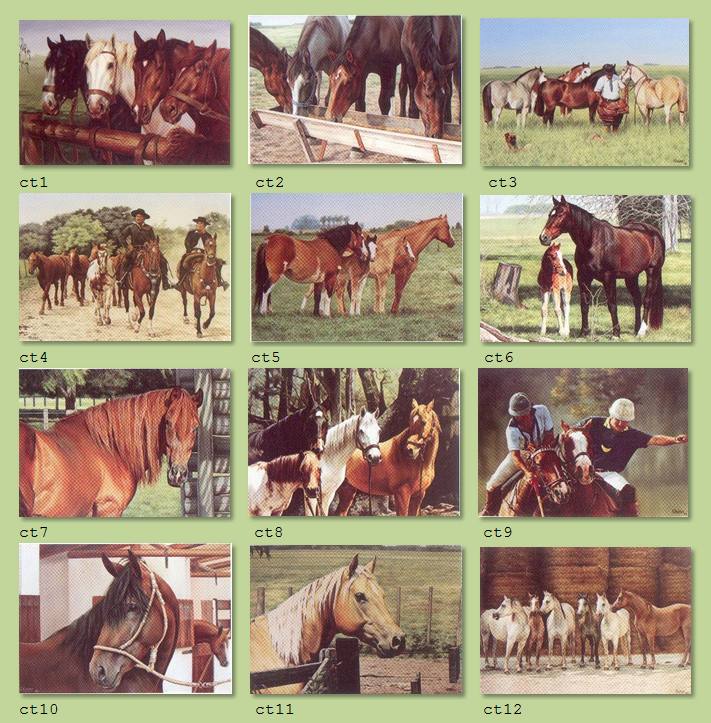 Laminas de caballos, polo, hipodromo, arte argentino. Reproducciones